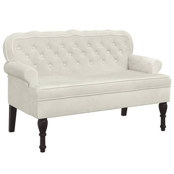 Banco Con Respaldo Terciopelo Color Crema 119,5x64,5x75 Cm Vidaxl
