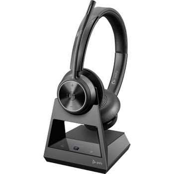 Auriculares Poly inalámbricos DECT estéreo con micrófono retractable y certificación Teams, negro