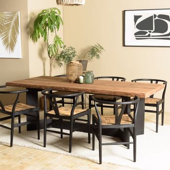 Mesa de comedor rectangular 220 x 100 cm, madera de pino reciclado