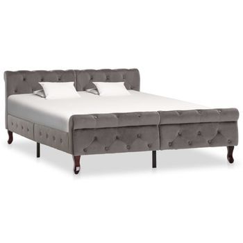 Estructura De Cama Sin Colchón Terciopelo Gris 140x200 Cm Vidaxl