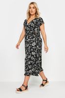 yours vestido midi negro de flores mujer curvy y tallas grandes yours