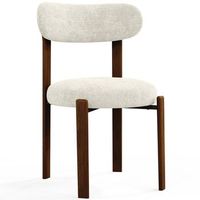 silla de comedor tapizada en chenille -  patas efecto madera oscura - diseno ergonomico y