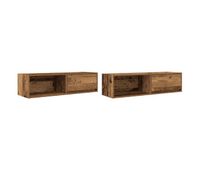 muebles de tv - mesas de tv 2 uds 100x31x255 cm madera ingenieria envejecida