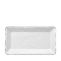 bandeja rectangular en melamina blanca con borde de cuerda