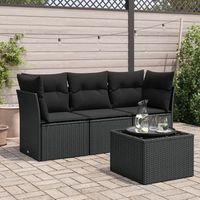 conjunto de sofas jardin 4 uds  mueble jardin mesa y sillas con cojines ratan sintetico negro cfw734551