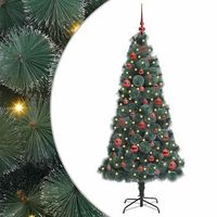 arbol de navidad artificial iluminado con set de bolas 150 cm vidaxl