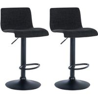 juego de 2 taburetes de bar de diseno sencillo con reposapies de tela negra patas de metal negro 100004054