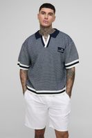 polo tall oversize recto de punto abierto con filo en contraste navy