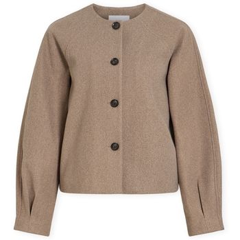 Vila Abrigo Lally Jacket - Dark Natural Melange para mujer