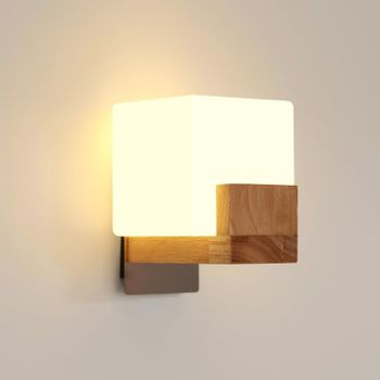 Aplique de pared de madera para interiores, lámpara de pared moderna G9 cuadrada, accesorios de iluminación de pared 3000K/4500K/6500K para escaleras de pasillo