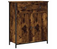 aparador - mueble de almacenamiento de madera de ingenieria roble ahumado 70x30x80 cm es3632
