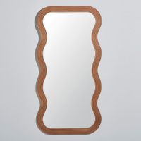 espejo de pie ondulado de madera de paulonia