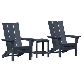 Conjunto De Salón De Jardín De 3 Uds Azul Marino Hdpe Cfw817456