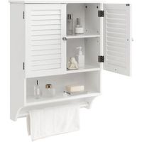 armario de pared para bano gabinete colgante con 2 puertas costway 58 x 22 x 75 cm blanco