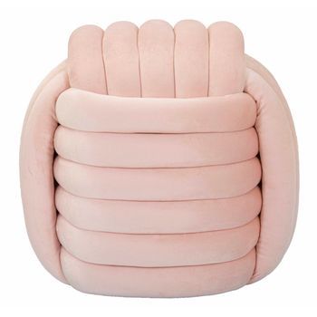 Puf Trenzado De Terciopelo Rosa Cm 45x45x45