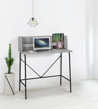 Escritorio estilo industrial en acero y madera gris