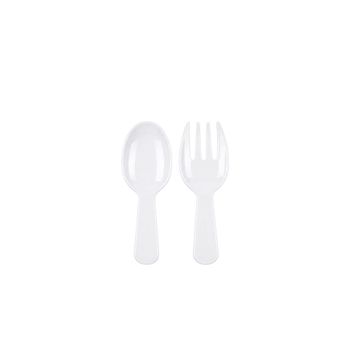 Cubiertos para ensalada blancos en melamina 27x9.5x1cm