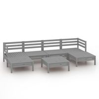 juego de muebles de jardin 7 piezas  mobiliario de jardin madera maciza de pino gris