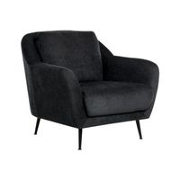 sillon tapizado de chenilla patas de hierro negras con reposabrazos asiento grueso estilo moderno sala de estar negro eiby