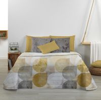 nordic home - colcha bouti reversible burbujas mostaza - 100 microfibra - acolchado fibra hueca 100gr - cama 90105135150180 -