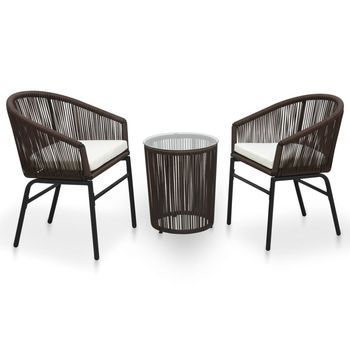 Set Mesa Y Sillas De Jardín 3 Pzas Y Cojines Ratán Pe Marrón Vidaxl
