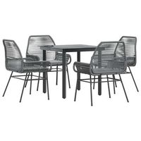 juego comedor jardin 5 pzas cojines ratan sintetico vidrio gris cfw980982