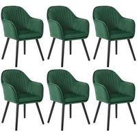 set 6 sillas de comedor asiento de terciopelo sillas para cocina sala de estar o cafeteria oscuro - verde - woltu