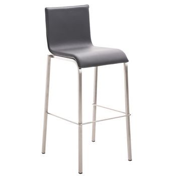Taburete Avola Con Base De Acero Inoxidable Simil Cuero Gris 51x43x103 Cm Clp