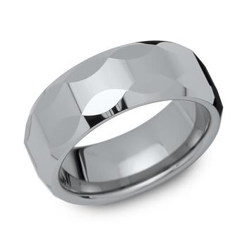 Moderno anillo facetado de tungsteno robusto