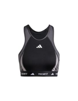 Sujetador Deportivo adidas Techfit Medium Support High Neck Mujer Negro