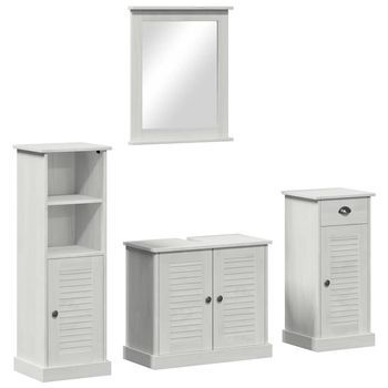 Juego De Muebles De Baño | Armario De Baño 4 Piezas Antiguo Madera De Pino Macizo