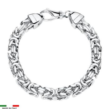 Pulsera con eslabones de cadena bizantina, plata 925, 7 mm