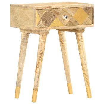 Mesita De Noche - Mueble Para Dormitorio - Madera Maciza De Mango - Natural (43x30x58cm)
