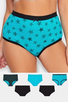 Yours Juego 5 Bragas Algodón Azules Y Negras Estrellas