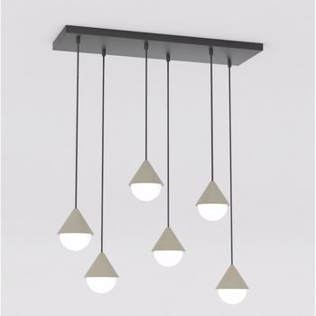 Lámpara colgante peka negro+moca (6 luces)