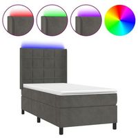 cama box spring colchon y led terciopelo gris oscuro 80x200 cm vidaxl