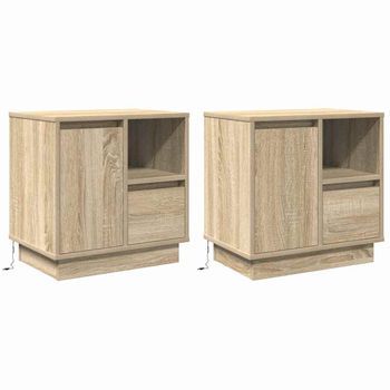 Pack 2 Uds Mesita De Noche | Armario De Noche | Mesa De Noche Roble Sonoma 50 X 34,5 X 50 Cm.