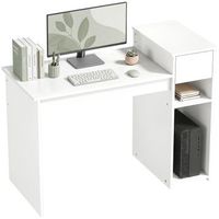 escritorio compacto con cajon de melamina homcom 108 x 50 x 82 cm  blanco