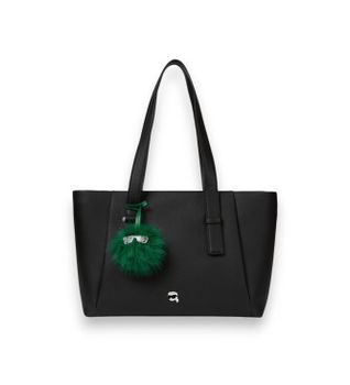 Karl Lagerfeld para mujer. B4W30081 Bolso tote grande con colgante Ikon Pebble negro (OSFA), Casual, Poliéster