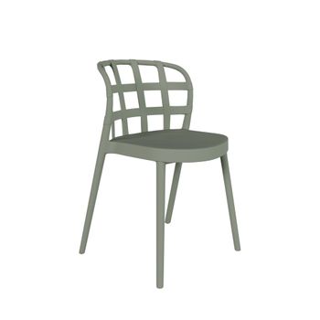 Silla en polipropileno color menta con respaldo de diseño a cuadros.