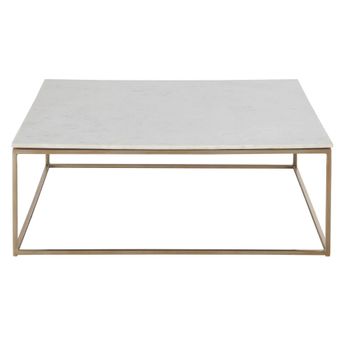 Mesa de centro cuadrada de mármol blanco y metal 100x100 cm