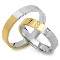 alianzas 8 quilates oro amarillo-blanco 4 diamantes