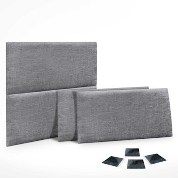 Dhome Juego De 4 Paneles Tapizados De Lana Ecológica Pack Autoadhesivos Para Pared Acústicos Absorbentes Protección (gris, 60x50cm, X4)