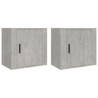 pack 2 uds mesitas de noche  mesa auxiliar  mesilla de pared gris hormigon 50x30x47 cm