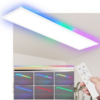 Panel Led Nettlife 120x30 Regulable, Luz De Techo Plana Rgb De 36 W, Con Control Remoto, 3000-6500 K.