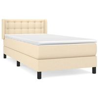 cama tapizada 203x83x88 cm tejido - crema