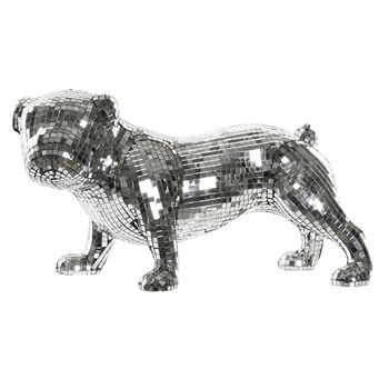 Figura Resina 45,5x21,5x25 Bulldog Espejo Plateado