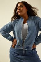 yours cazadora vaquera azul bomber mujer curvy y tallas grandes yours