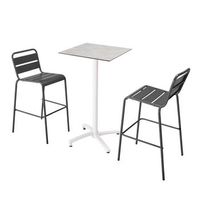 conjunto mesa alta 60x60 cm reclinable laminado y 2 sillas gris opera - oviala