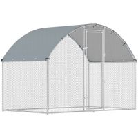 pawhut gallinero para exterior 28x17x19 m cubierta de tela oxford anti-uv impermeable pestillos para 5-8 gallinas plata